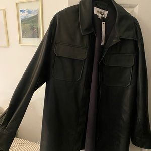 Brand new, never worn. Too big for me. Black leather Oversized shirt.